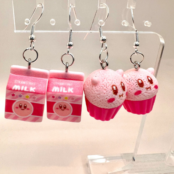 Kirby Food Earrings - Nintendo Earrings - Gamer Earrings - Food Earrings - Picture 2 of 10